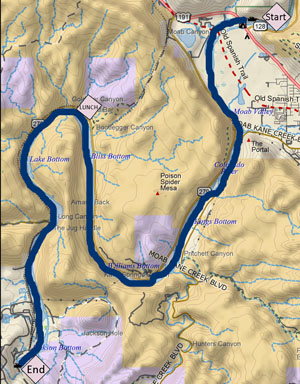 Canoe with Dog on Colorado River Moab Map